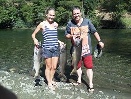 Andy M and daughter Salmon Fishing on Trinity River CA