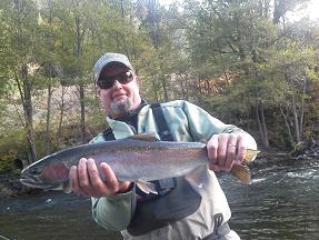 Jeff flyfishing Trinity River Steelhead October 2012